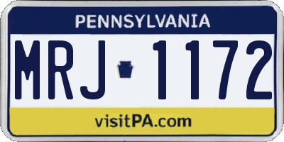 PA license plate MRJ1172