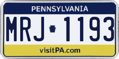 PA license plate MRJ1193