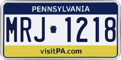 PA license plate MRJ1218