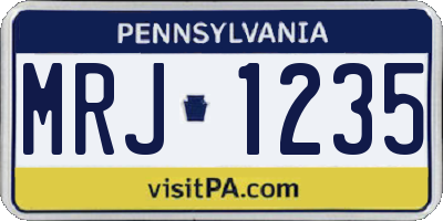 PA license plate MRJ1235