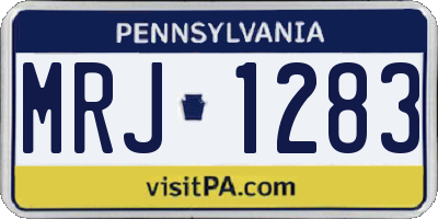 PA license plate MRJ1283