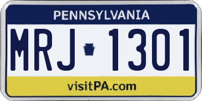 PA license plate MRJ1301