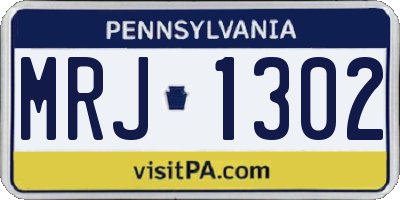 PA license plate MRJ1302