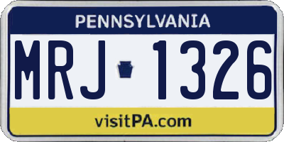 PA license plate MRJ1326