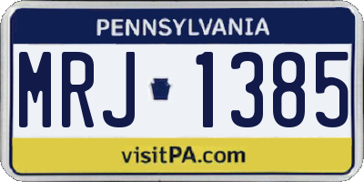 PA license plate MRJ1385