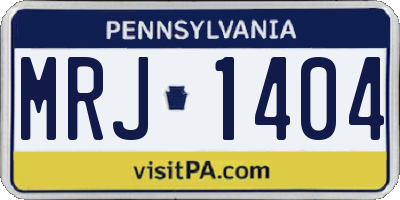 PA license plate MRJ1404