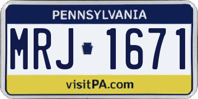 PA license plate MRJ1671