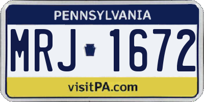 PA license plate MRJ1672