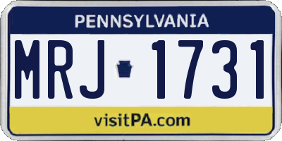 PA license plate MRJ1731