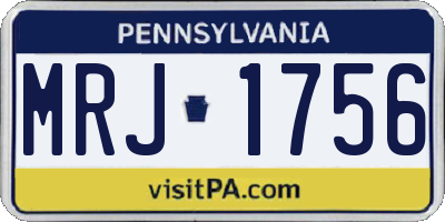 PA license plate MRJ1756