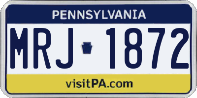 PA license plate MRJ1872