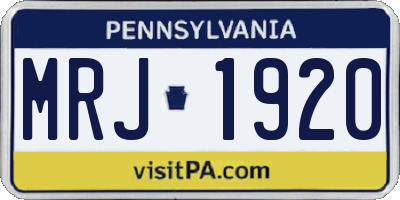 PA license plate MRJ1920