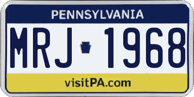 PA license plate MRJ1968