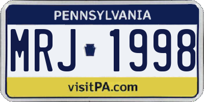 PA license plate MRJ1998