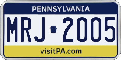 PA license plate MRJ2005