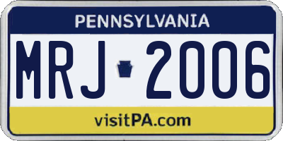 PA license plate MRJ2006