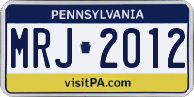 PA license plate MRJ2012