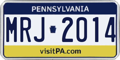PA license plate MRJ2014