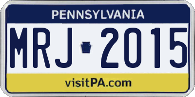 PA license plate MRJ2015