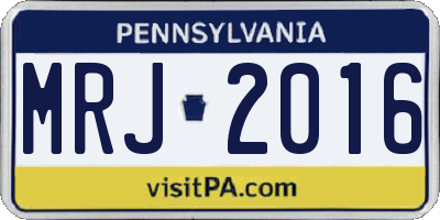 PA license plate MRJ2016