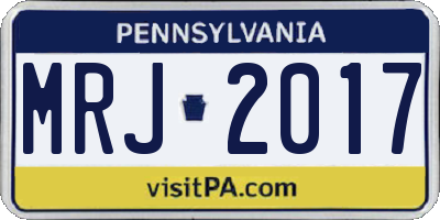 PA license plate MRJ2017