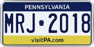 PA license plate MRJ2018