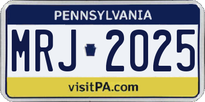 PA license plate MRJ2025
