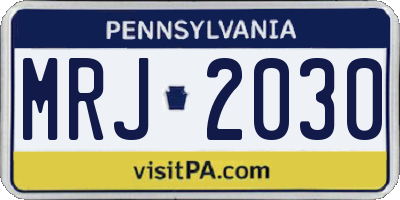 PA license plate MRJ2030