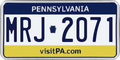 PA license plate MRJ2071
