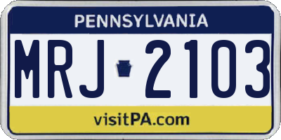 PA license plate MRJ2103
