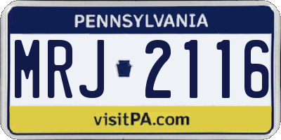 PA license plate MRJ2116