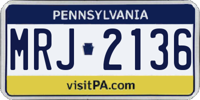 PA license plate MRJ2136
