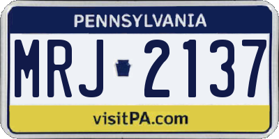 PA license plate MRJ2137