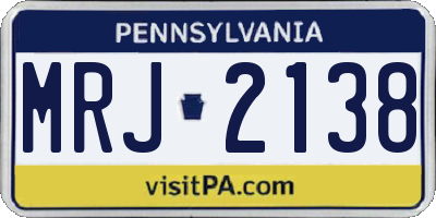 PA license plate MRJ2138