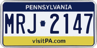 PA license plate MRJ2147