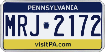 PA license plate MRJ2172