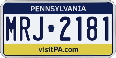 PA license plate MRJ2181