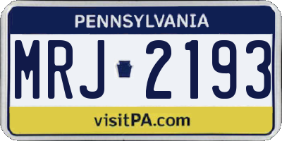 PA license plate MRJ2193