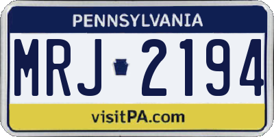 PA license plate MRJ2194