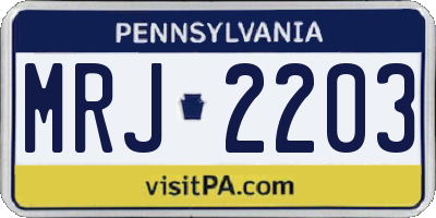 PA license plate MRJ2203