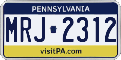 PA license plate MRJ2312