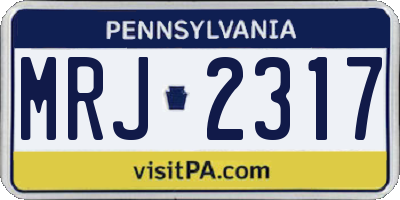 PA license plate MRJ2317