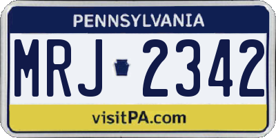 PA license plate MRJ2342