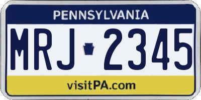PA license plate MRJ2345