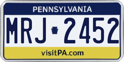 PA license plate MRJ2452