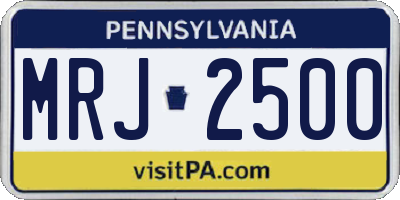 PA license plate MRJ2500