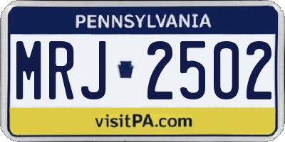 PA license plate MRJ2502