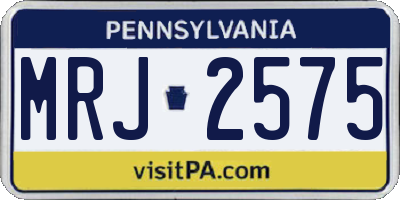 PA license plate MRJ2575