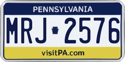 PA license plate MRJ2576