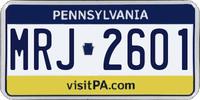 PA license plate MRJ2601